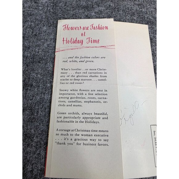 Vtg Christmas Dudleys Flowers Advertising Brochure & School Briefs Request Card - Picture 8 of 10